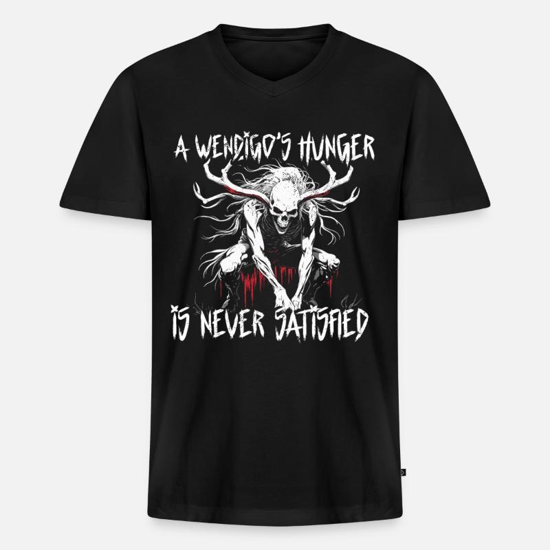 Wendigo Kryptide Cryptid - Männer Premium Bio T-Shirt mit V-Ausschnitt - Schwarz