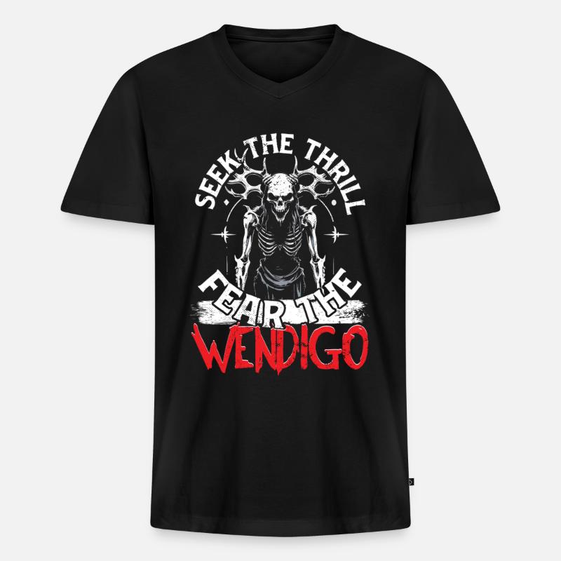 Wendigo Kryptide Cryptide - T-shirt encolure en V Premium bio Homme - noir