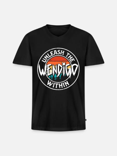 Wendigo Kryptide Cryptid - Men's Premium Organic T-shirt with V-neck - black