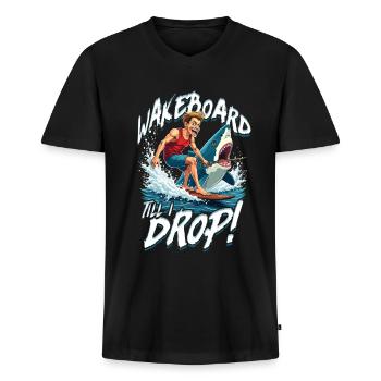 Wakeboarding Wakeboard Wakeboarder - Männer Premium Bio T-Shirt mit V-Ausschnitt - Schwarz - Vorne - Nico (187cm)