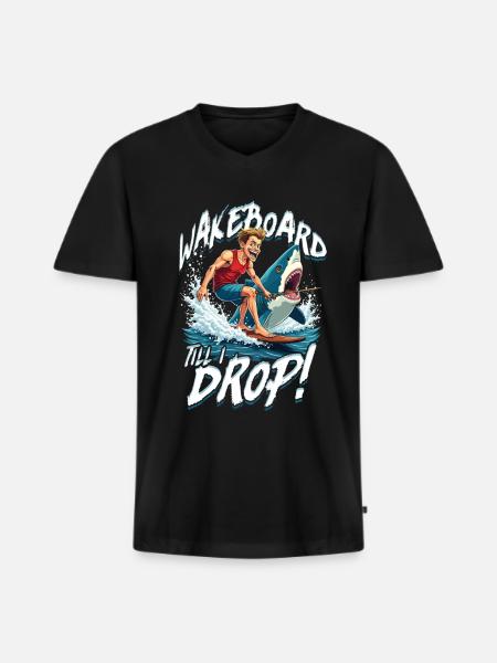Wakeboarding Wakeboard Wakeboarder - Men's Premium Organic T-shirt with V-neck - black