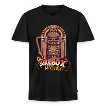 Jukebox Sammler Old Jukebox Matter - Männer Premium Bio T-Shirt mit V-Ausschnitt - Schwarz - Vorne - Nico (187cm)