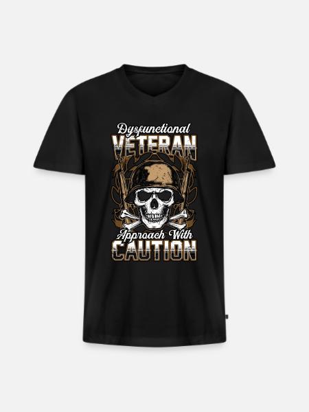 Dysfunktionaler Veteran - Männer Premium Bio T-Shirt mit V-Ausschnitt - Schwarz