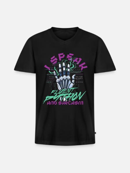 Computerlinguist Fluent Python And Sarcasm - Männer Premium Bio T-Shirt mit V-Ausschnitt - Schwarz