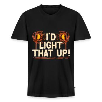 Lichttechniker I'd Light That Up - Männer Premium Bio T-Shirt mit V-Ausschnitt - Schwarz - Vorne - Nico (187cm)