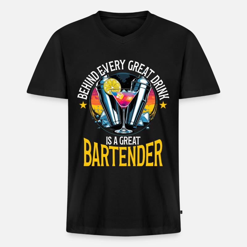 Barkeeper Great Bartender - Männer Premium Bio T-Shirt mit V-Ausschnitt - Schwarz