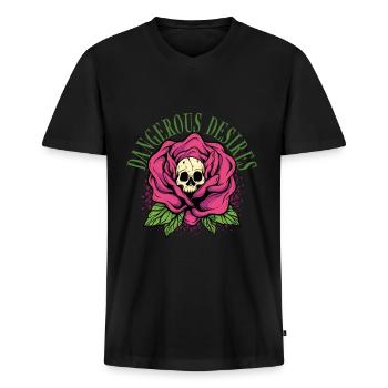 Dark Romance Desires - Men's Premium Organic T-shirt with V-neck - black - Front - Nico (187cm)