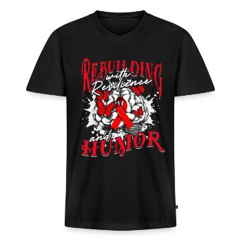 Schlaganfall Erholung - Männer Premium Bio T-Shirt mit V-Ausschnitt - Schwarz - Vorne - Nico (187cm)