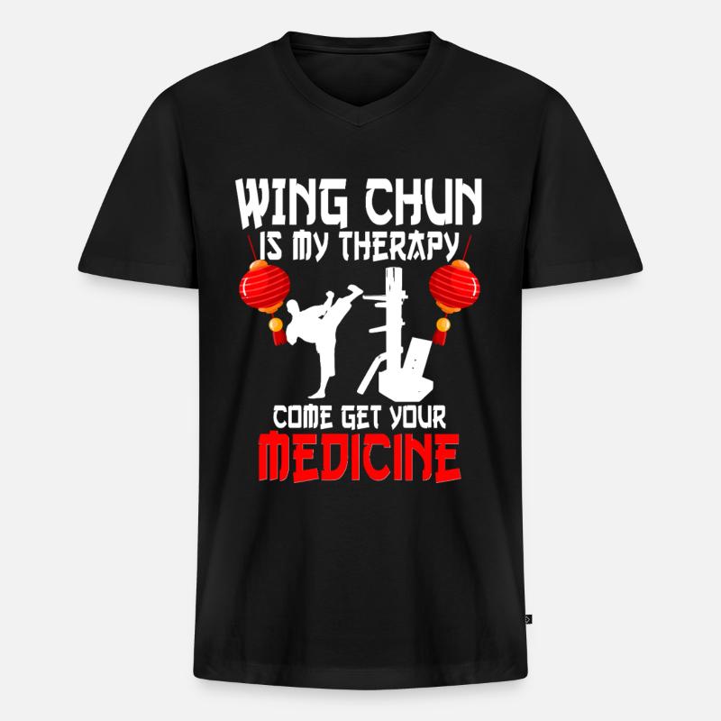 Wing Chun - Männer Premium Bio T-Shirt mit V-Ausschnitt - Schwarz