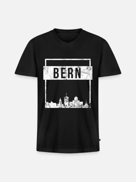 Bern skyline - Men's Premium Organic T-shirt with V-neck - black