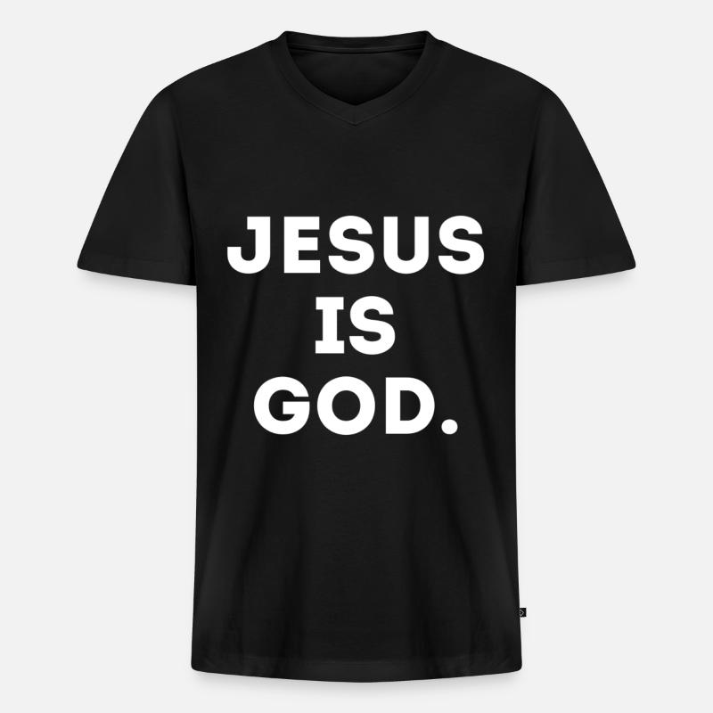 Jesus - Männer Premium Bio T-Shirt mit V-Ausschnitt - Schwarz