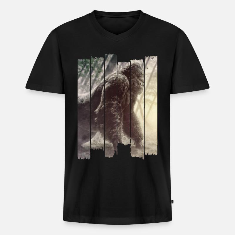 gorilla - Männer Premium Bio T-Shirt mit V-Ausschnitt - Schwarz