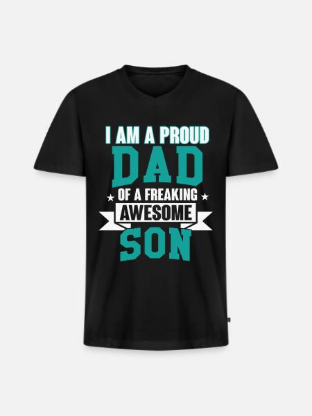 father and son - Men's Premium Organic T-shirt with V-neck - black