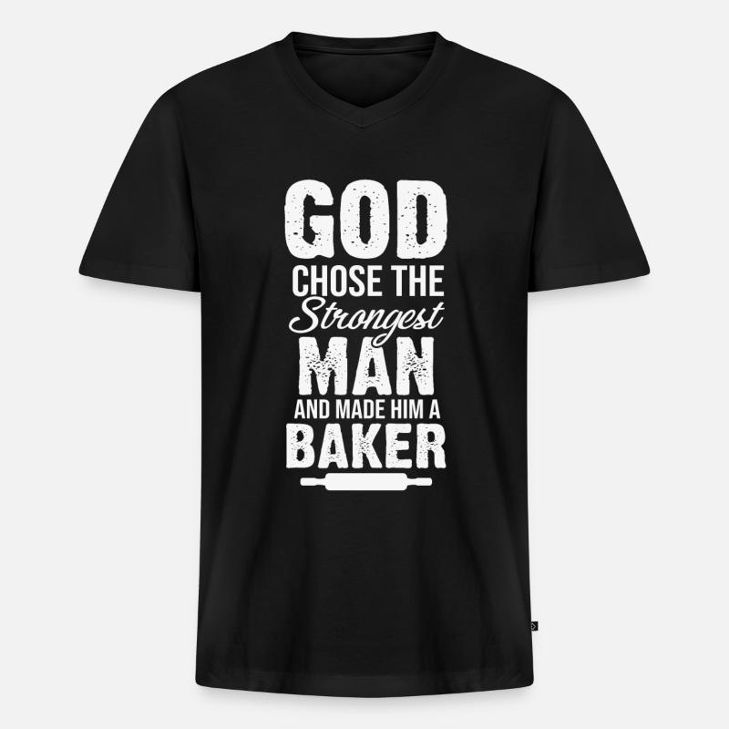 Gott und Bäcker - Männer Premium Bio T-Shirt mit V-Ausschnitt - Schwarz