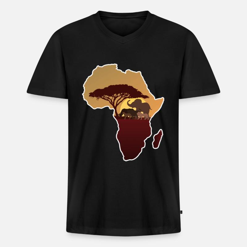 Afrika - Männer Premium Bio T-Shirt mit V-Ausschnitt - Schwarz