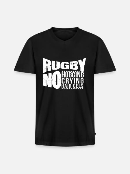 Soutien sans rugby Rugby - T-shirt encolure en V Premium bio Homme - noir