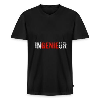 Ingenieur - Männer Premium Bio T-Shirt mit V-Ausschnitt - Schwarz - Vorne - Nico (187cm)