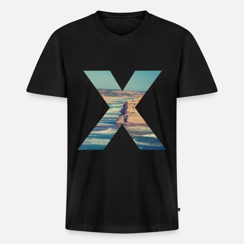 Sommerurlaub - Männer Premium Bio T-Shirt mit V-Ausschnitt - Schwarz
