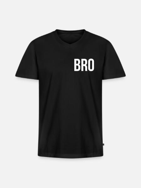 BRO - Männer Premium Bio T-Shirt mit V-Ausschnitt - Schwarz