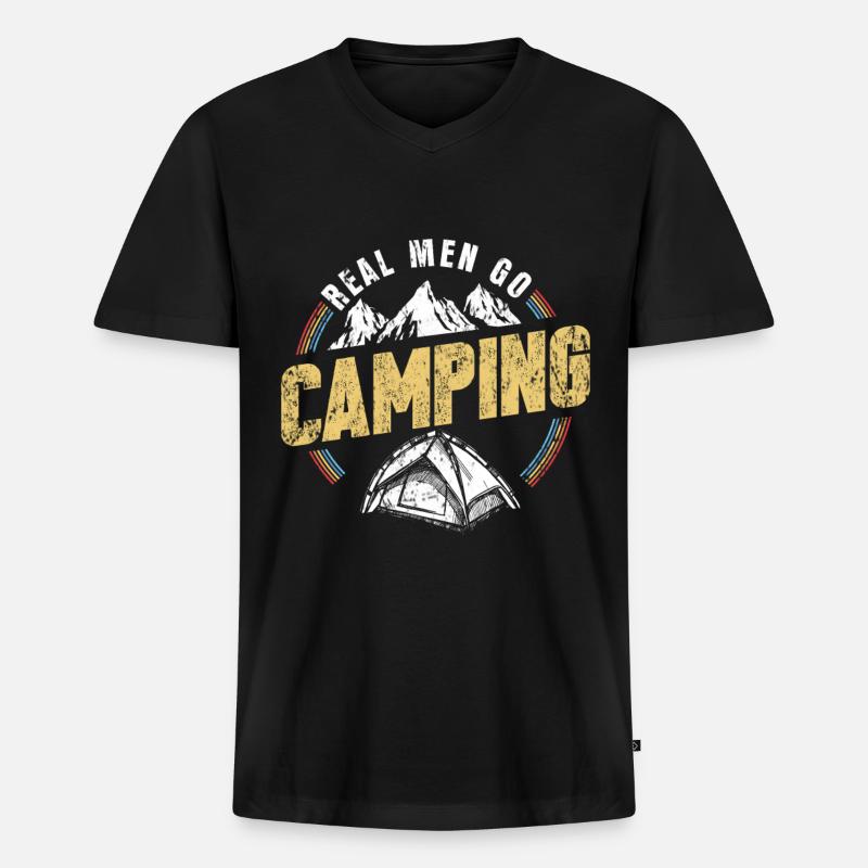 Camping - Männer Premium Bio T-Shirt mit V-Ausschnitt - Schwarz