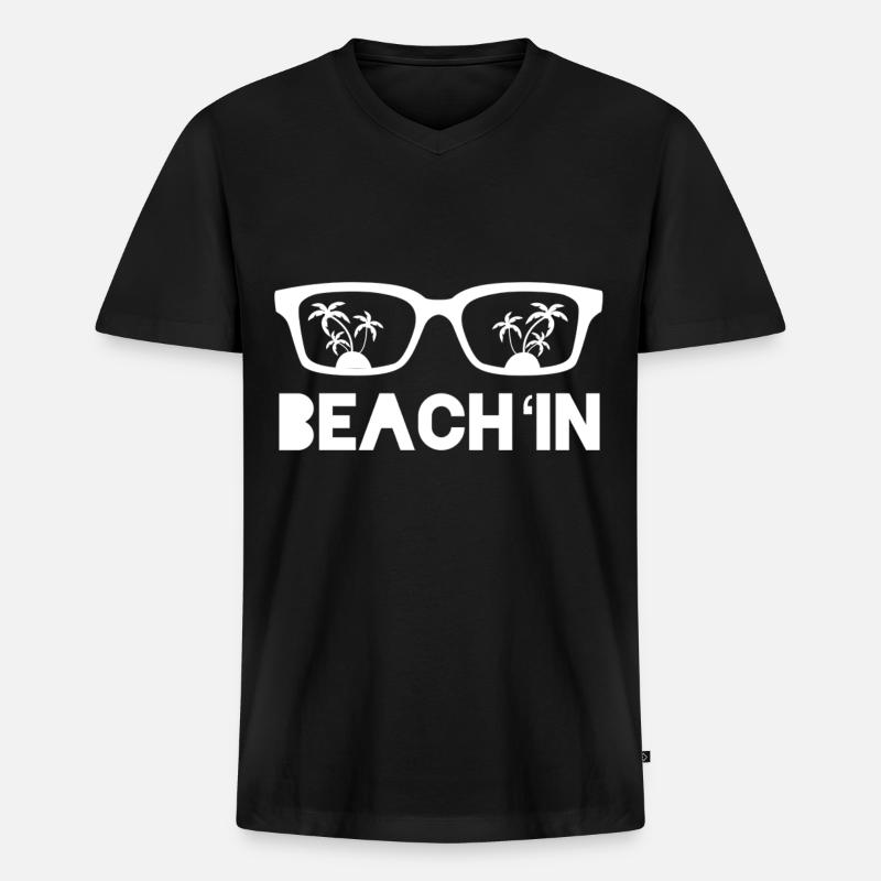 Beach - Männer Premium Bio T-Shirt mit V-Ausschnitt - Schwarz