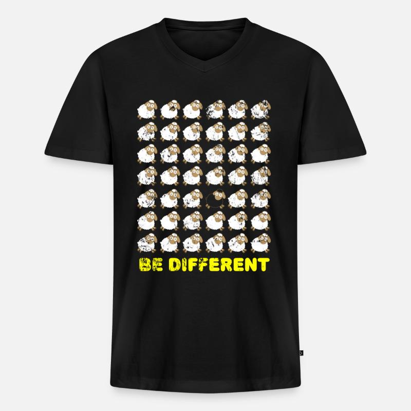 Schwarzes Schaf - Männer Premium Bio T-Shirt mit V-Ausschnitt - Schwarz