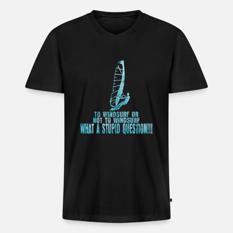 Windsurfen Sport - Männer Premium Bio T-Shirt mit V-Ausschnitt - Schwarz
