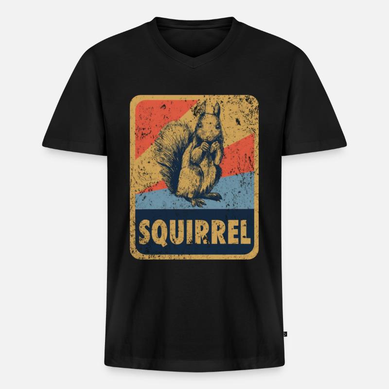 Eichhörnchen - Männer Premium Bio T-Shirt mit V-Ausschnitt - Schwarz