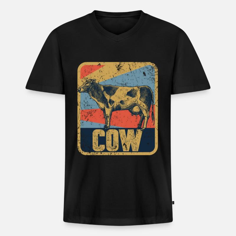 Kuh - Männer Premium Bio T-Shirt mit V-Ausschnitt - Schwarz