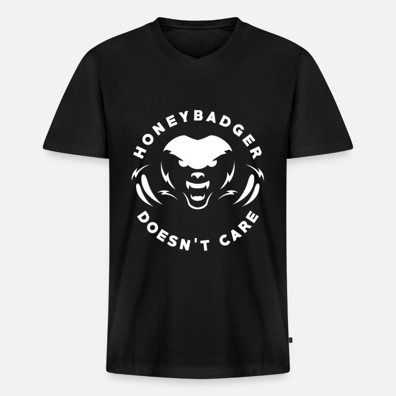 Honigdachs Raubtier - Männer Premium Bio T-Shirt mit V-Ausschnitt - Schwarz