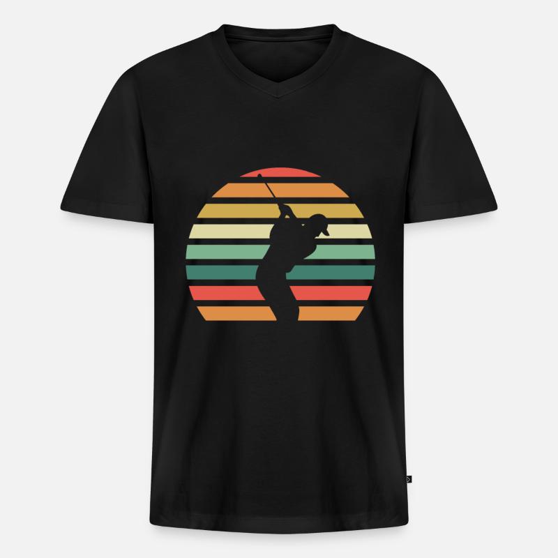 Golf - Männer Premium Bio T-Shirt mit V-Ausschnitt - Schwarz