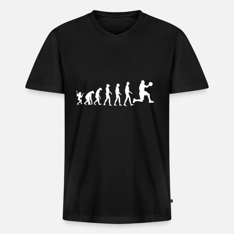 Basketball Evolution - Männer Premium Bio T-Shirt mit V-Ausschnitt - Schwarz