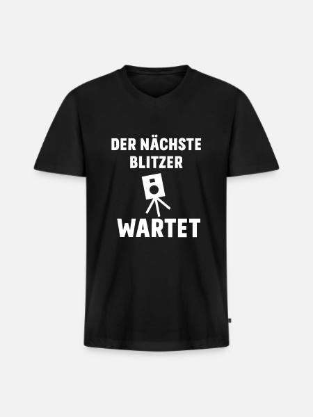 Der nächste Blitzer wartet - Männer Premium Bio T-Shirt mit V-Ausschnitt - Schwarz