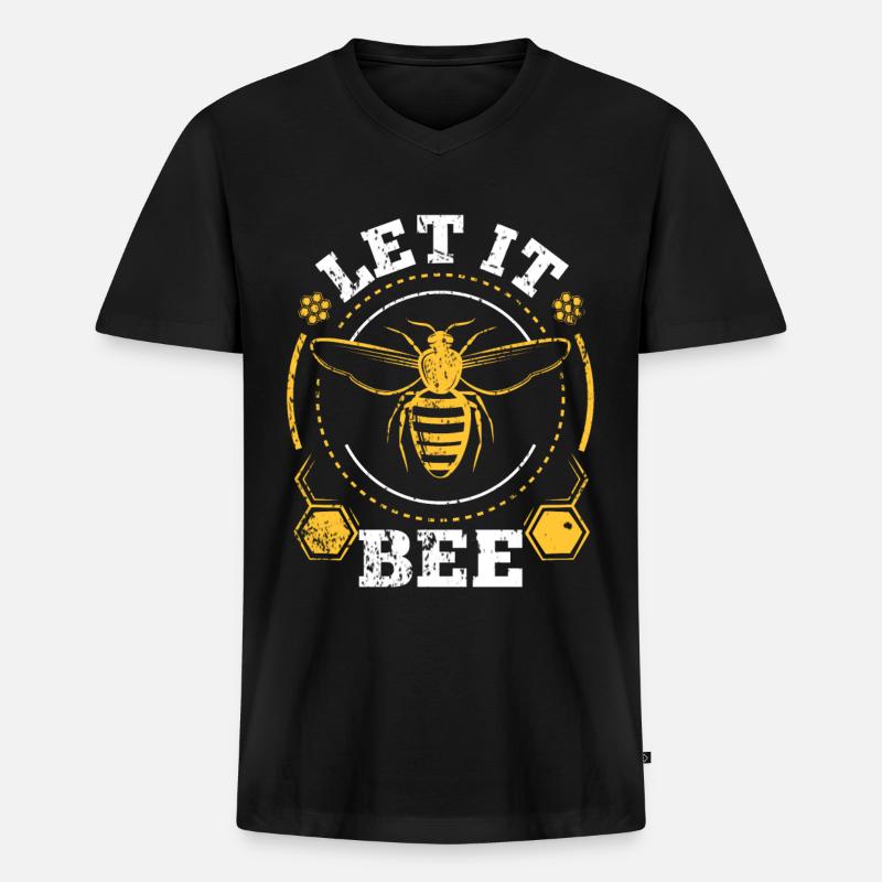 Biene Hummel Geschenk - Männer Premium Bio T-Shirt mit V-Ausschnitt - Schwarz