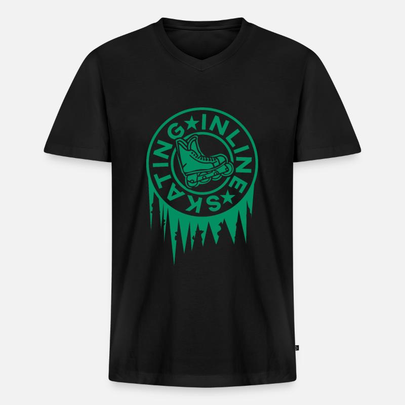 Inline Skating - Männer Premium Bio T-Shirt mit V-Ausschnitt - Schwarz