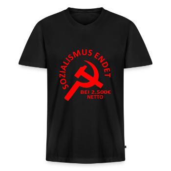 Sozialismus Marxismus Karl Marx Kommunist Geschenk - Männer Premium Bio T-Shirt mit V-Ausschnitt - Schwarz - Vorne - Nico (187cm)