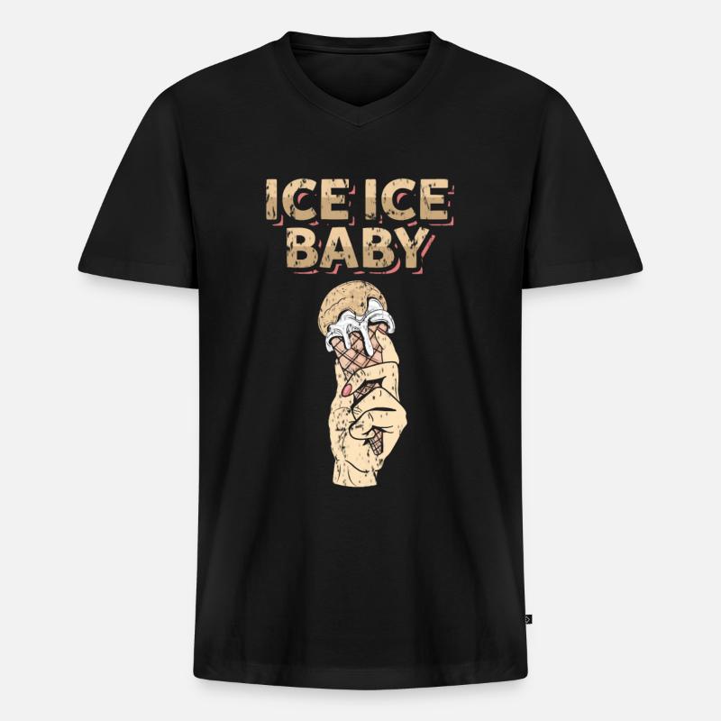 Eiscreme - Männer Premium Bio T-Shirt mit V-Ausschnitt - Schwarz