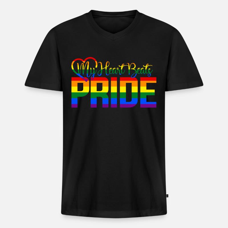 Pride - Männer Premium Bio T-Shirt mit V-Ausschnitt - Schwarz
