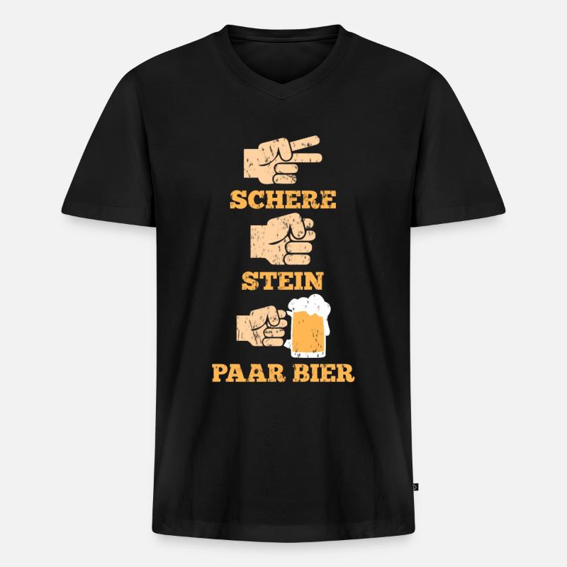 Bier Lustiger Spruch - Männer Premium Bio T-Shirt mit V-Ausschnitt - Schwarz