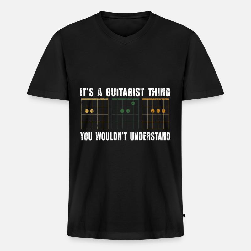 Gitarre Musikschule - Männer Premium Bio T-Shirt mit V-Ausschnitt - Schwarz