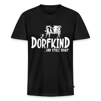 Dorfkind Sprüche design von Dorfkind Acker by - Männer Premium Bio T-Shirt mit V-Ausschnitt - Schwarz - Vorne - Nico (187cm)