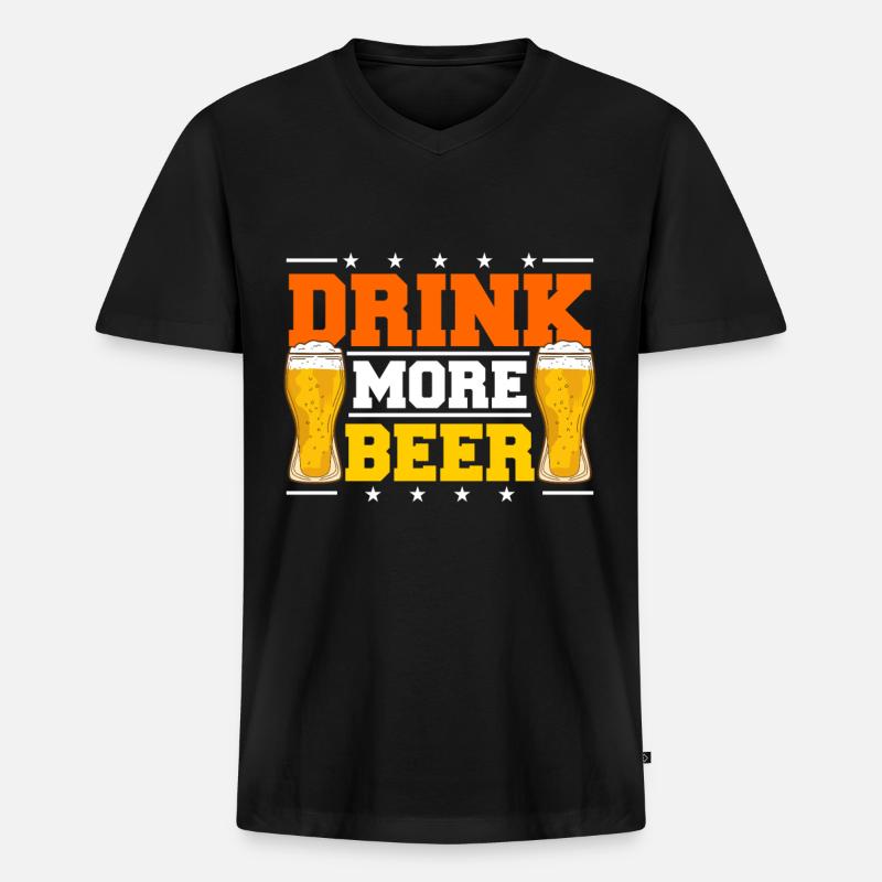 Bier Trinker Alkoholiker - Männer Premium Bio T-Shirt mit V-Ausschnitt - Schwarz
