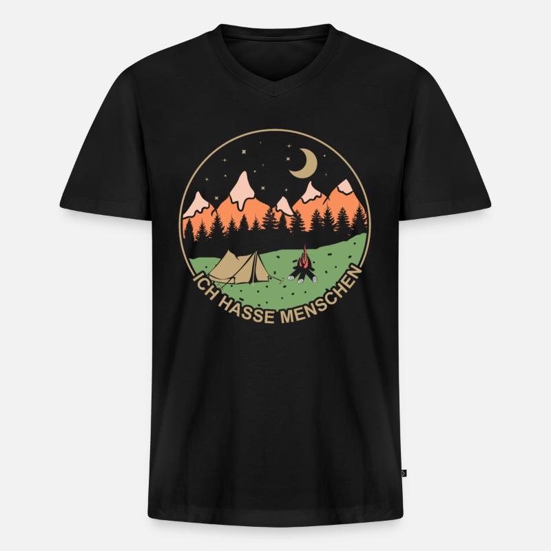 Ich hasse Menschen - Männer Premium Bio T-Shirt mit V-Ausschnitt - Schwarz