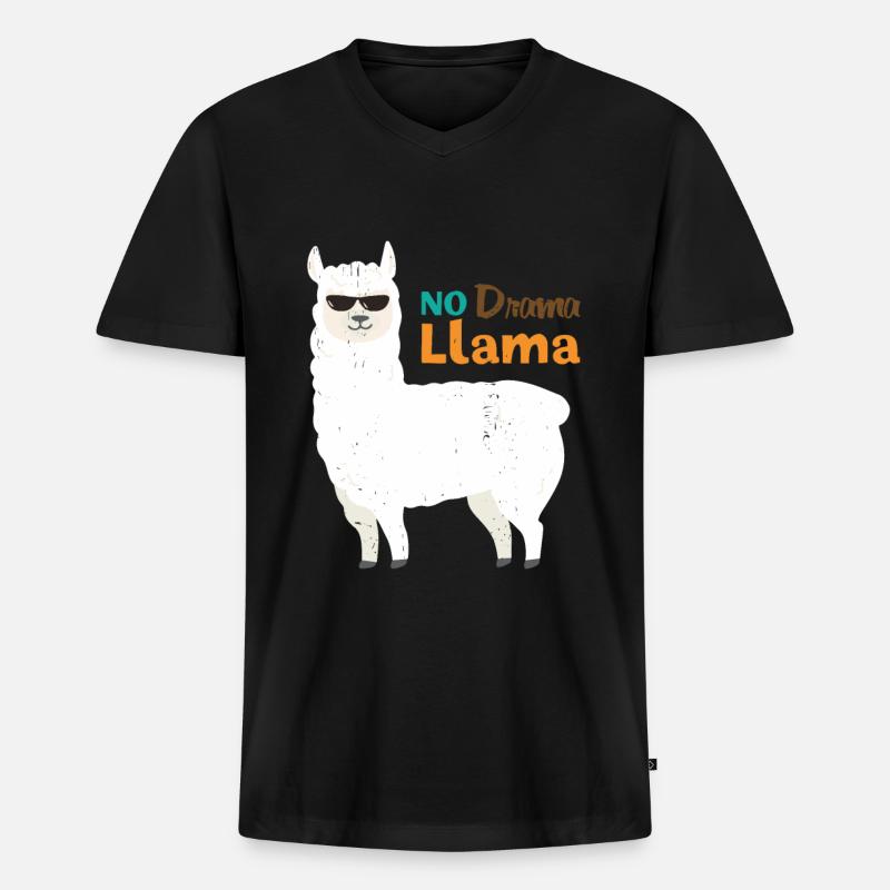 Lama Alpaka Tier Geschenk - Männer Premium Bio T-Shirt mit V-Ausschnitt - Schwarz
