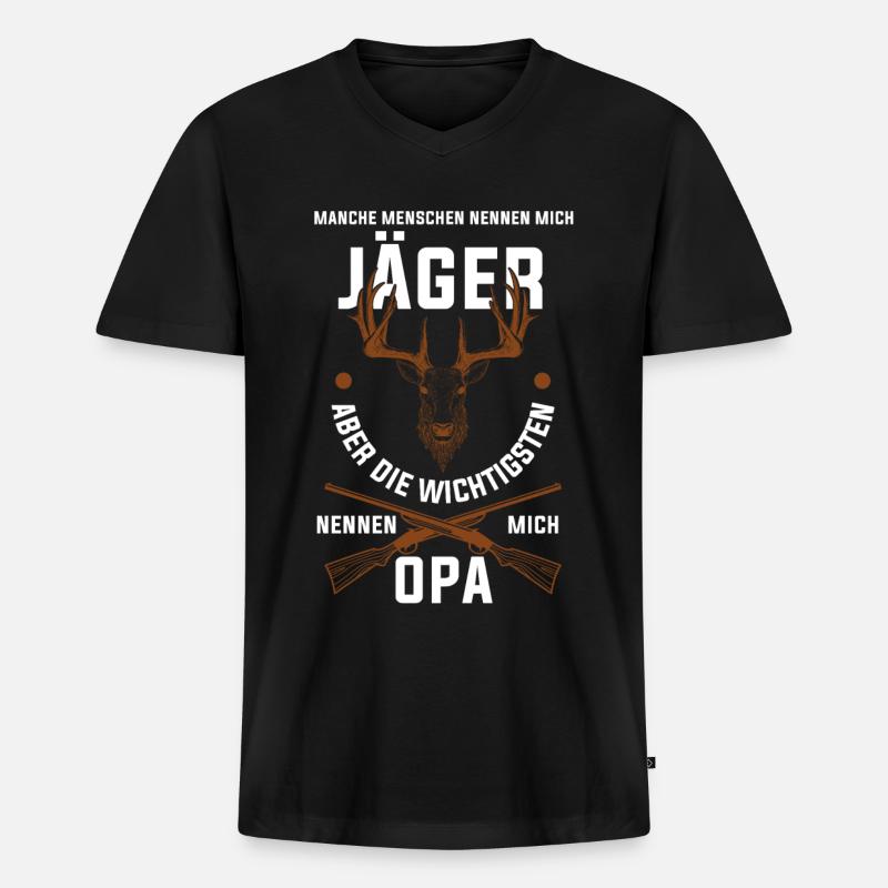Jäger Opa - Männer Premium Bio T-Shirt mit V-Ausschnitt - Schwarz