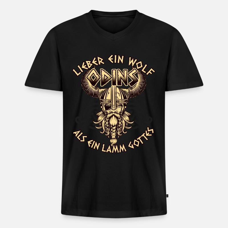 Lamm Gottes Wolf Odins Geschenk - Männer Premium Bio T-Shirt mit V-Ausschnitt - Schwarz