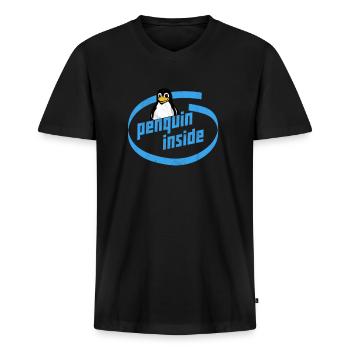 Penguin Inside Informatik lustig Spruch - Männer Premium Bio T-Shirt mit V-Ausschnitt - Schwarz - Vorne - Nico (187cm)