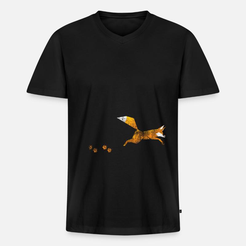 Fuchs Tier Geschenk - Männer Premium Bio T-Shirt mit V-Ausschnitt - Schwarz