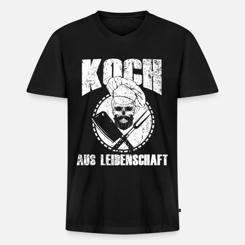 Koch Kochen - Männer Premium Bio T-Shirt mit V-Ausschnitt - Schwarz