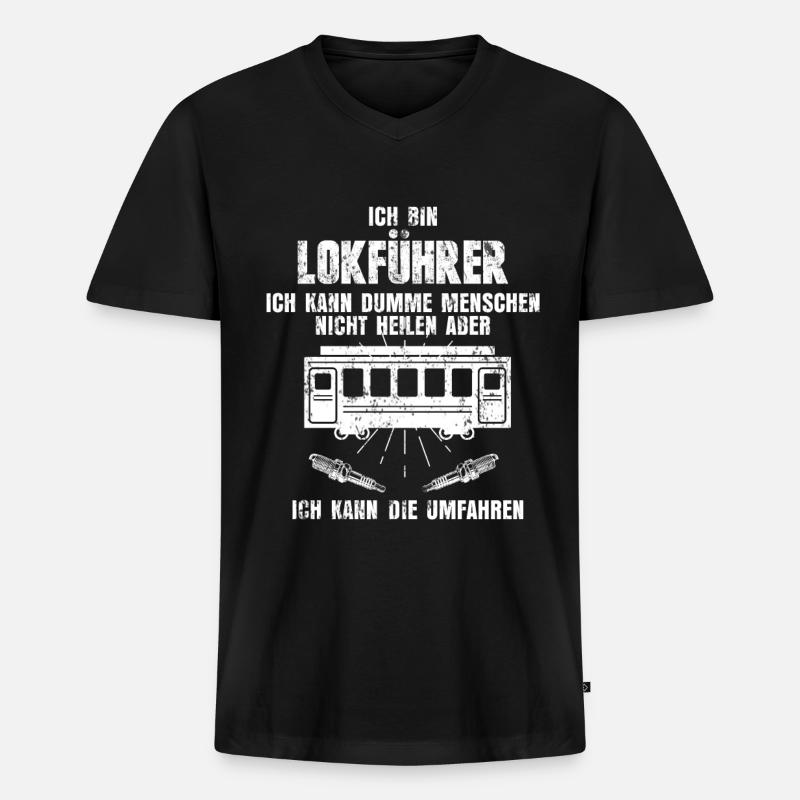 Zug Bahn - Männer Premium Bio T-Shirt mit V-Ausschnitt - Schwarz
